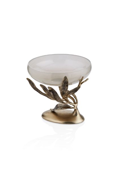 Ivy Antik Gold Ayaklı Krem Ombreli Cam Sunumluk resmi