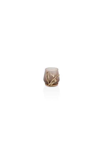 Ivy Antik Gold Detaylı Krem Ombreli Cam Şamdan resmi