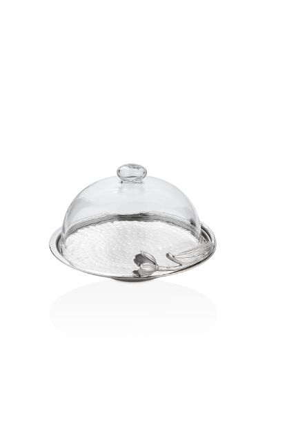 Floral Kapaklı Kek Fanusu Silver resmi