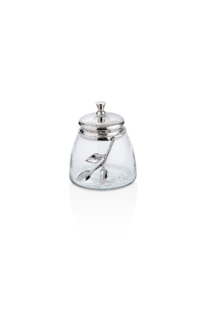 Leaves Dekoratif Cam Kavanoz Silver Büyük resmi