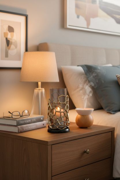 Pıllar Antik Gold Gri Ombreli Cam Mumluk Büyük/Ağız:12 Cm  X Boy:35 Cm resmi